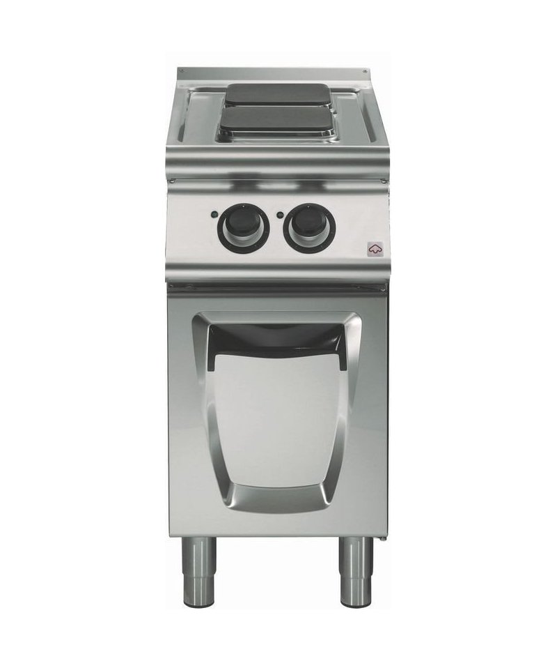 Cocina eléctrica sobre base con puerta 2 fuegos cuadrados Fondo 700 Emotion