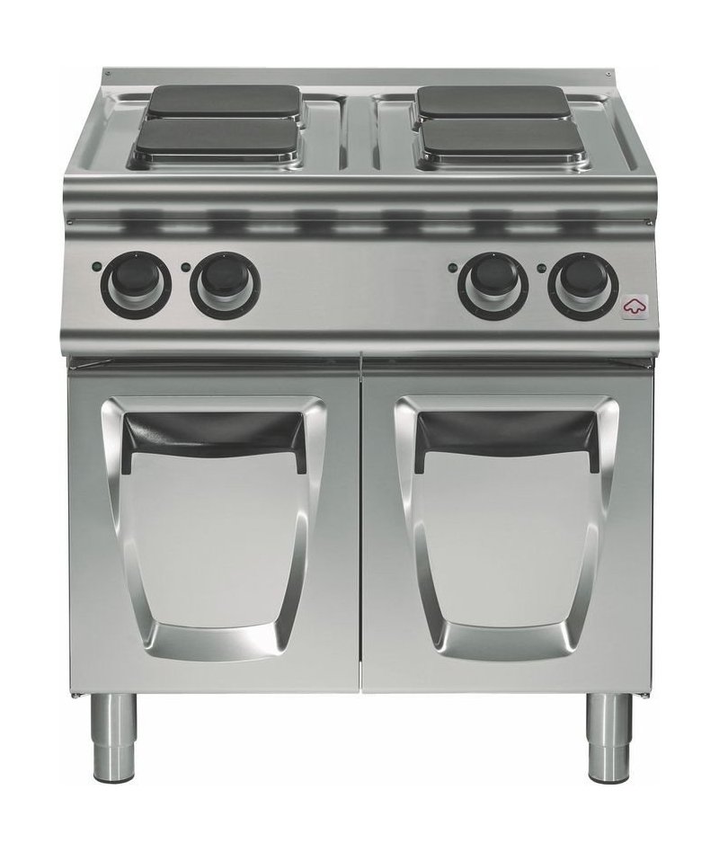 Cocina eléctrica sobre base con puertas 4 fuegos cuadrados Fondo 700 Emotion