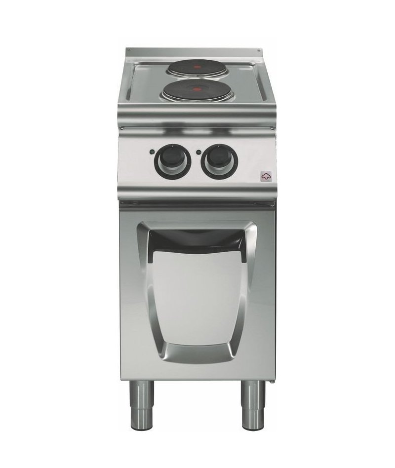 Cocina eléctrica 2 fuegos cuadrados Base con puerta Fondo 900 Emotion