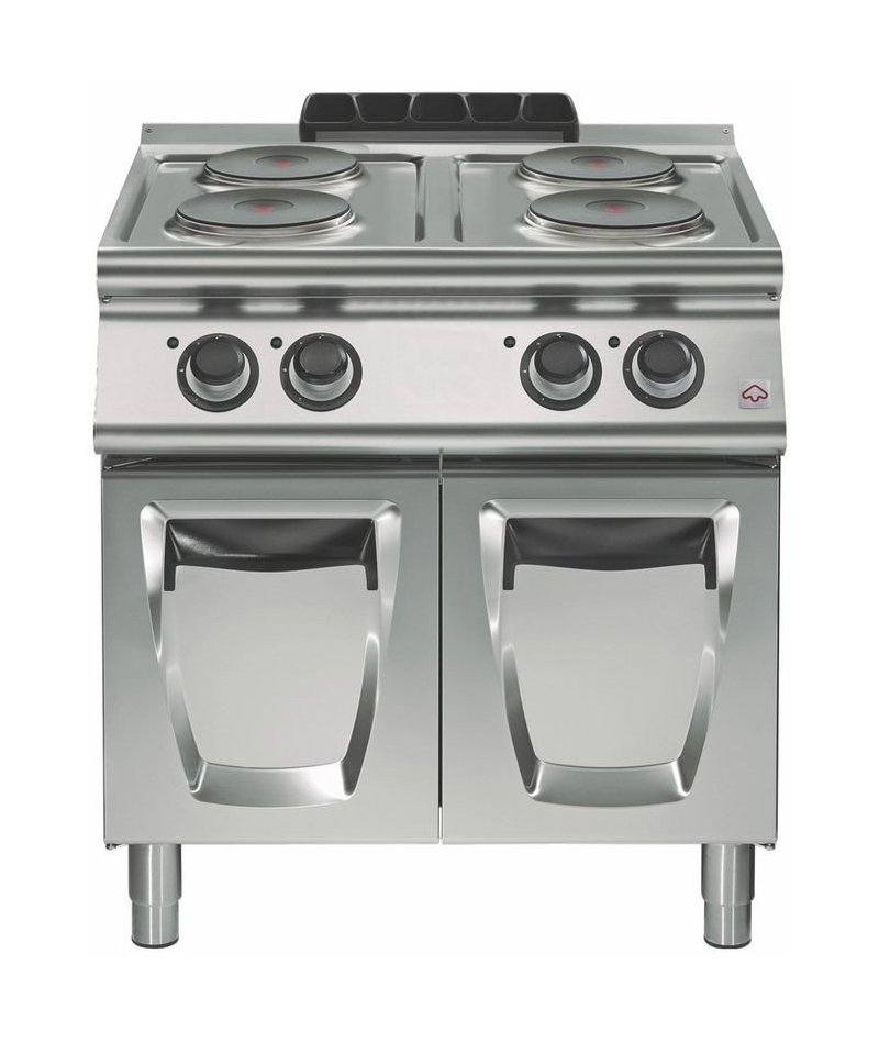 Cocina eléctrica sobre base con puertas 4 fuegos cuadrados Base con puerta Fondo 900 Emotion