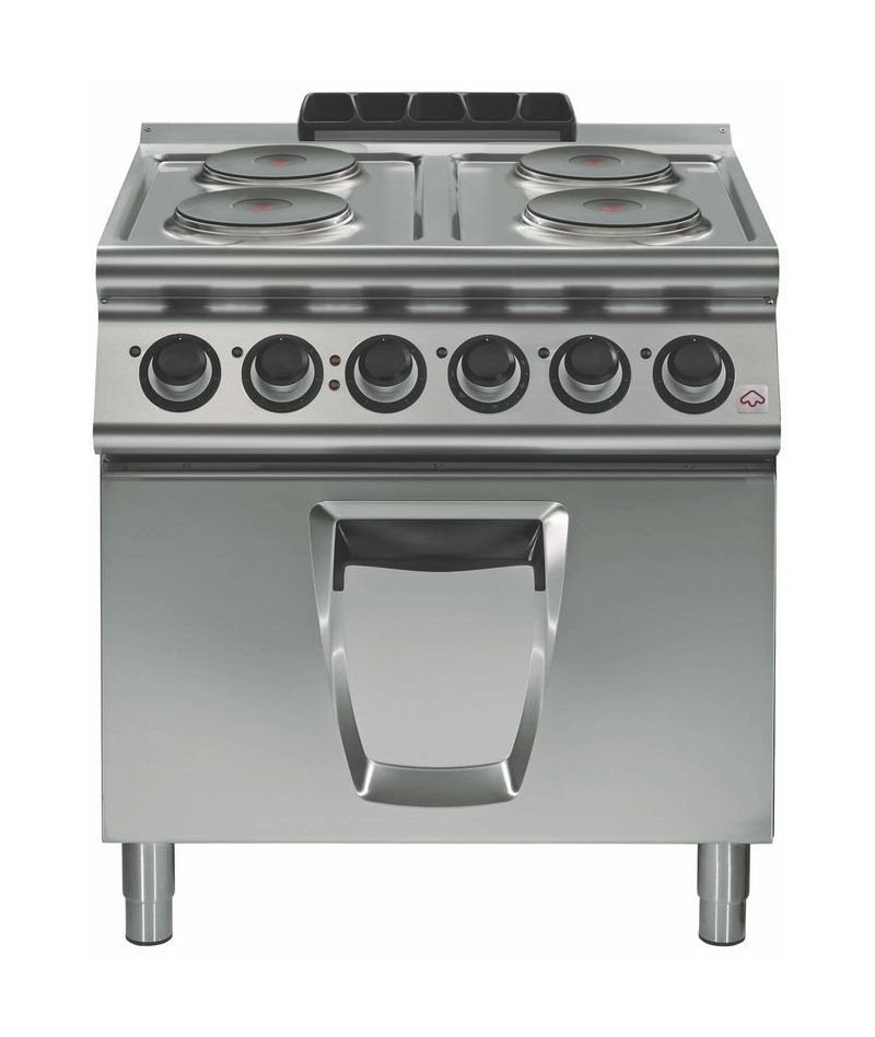 Cocina eléctrica 4 fuegos cuadrados con horno eléctrico GN 2/1 Fondo 900 Emotion extreme