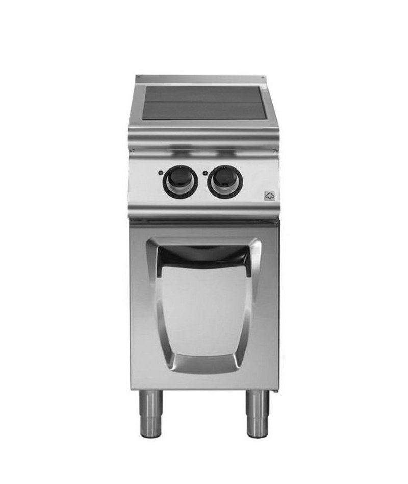 Cocina eléctrica con 2 planchas basculantes sobre base con puertas Fondo 900 Emotion