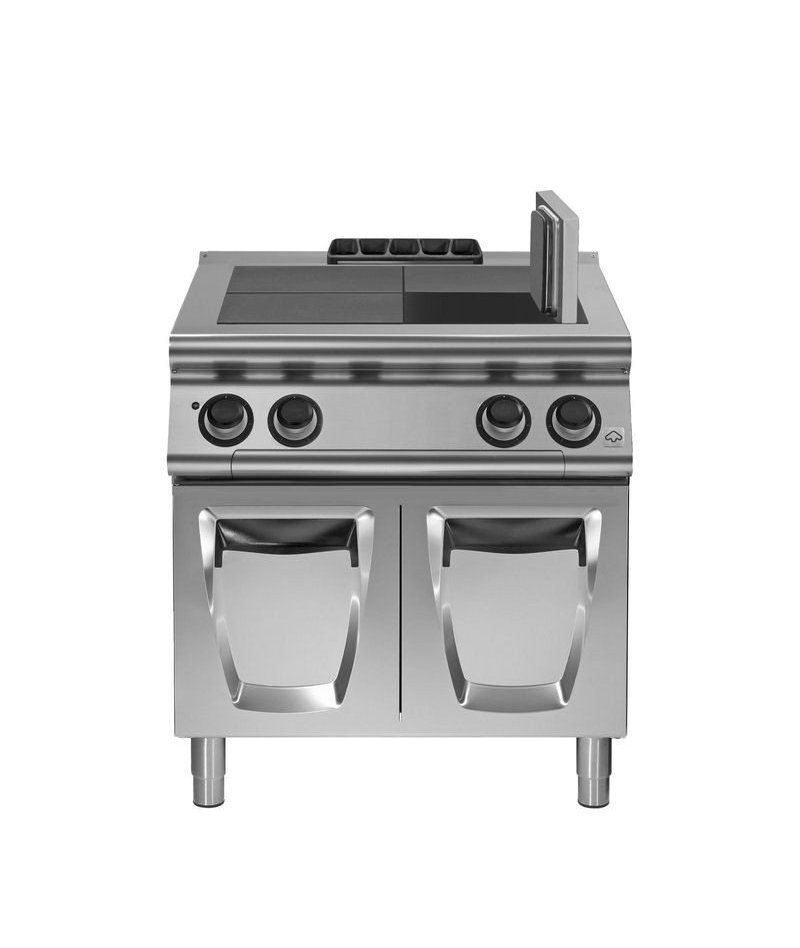 Cocina eléctrica con 4 planchas basculantes sobre base con puerta Fondo 900 Emotion