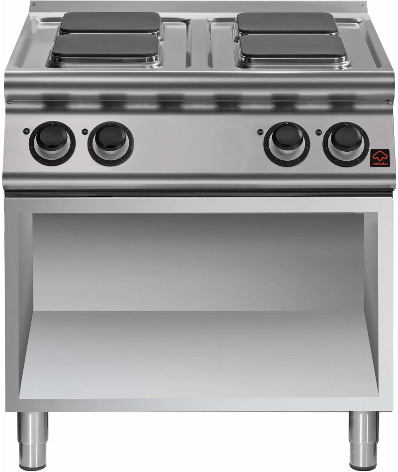 Cocina eléctrica 4 fuegos cuadrados de base abierta Fondo 900 Emotion
