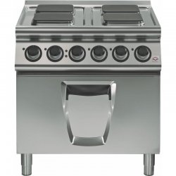 Cocina eléctrica 4 fuegos cuadrados con horno eléctrico a convección GN Fondo 900 Emotion