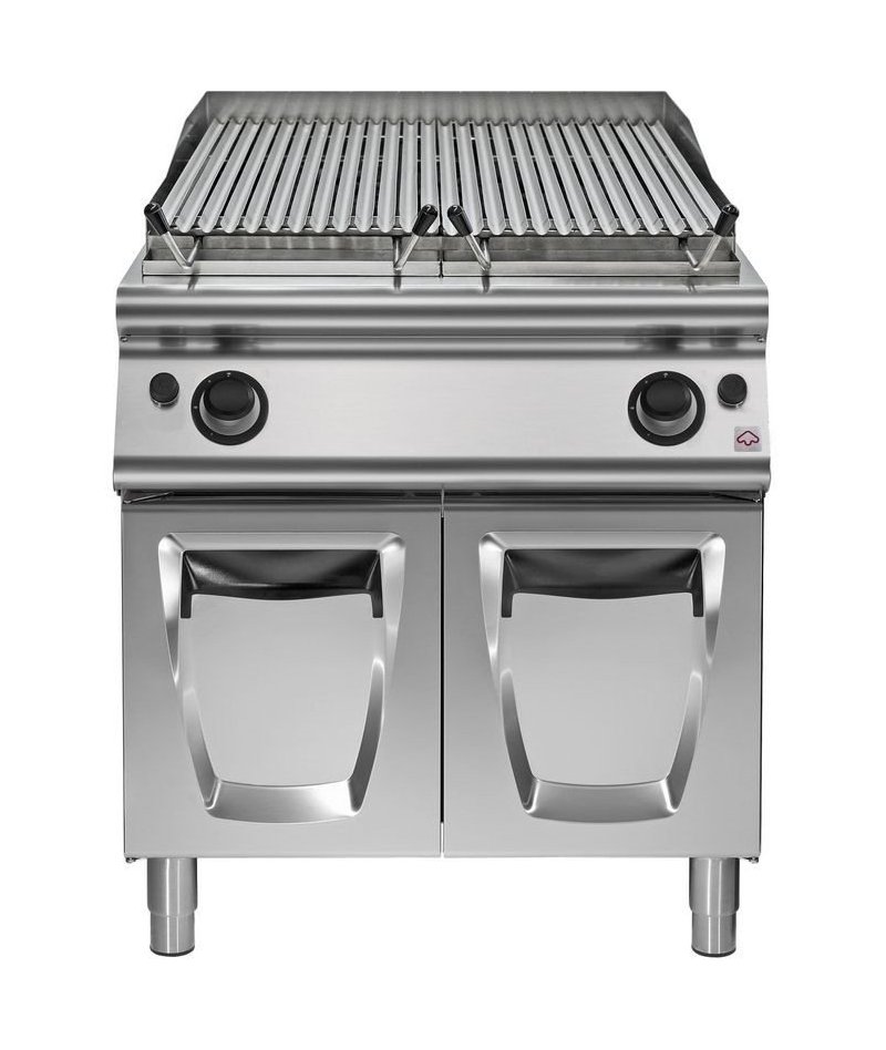 Barbacoa de piedra lávica a gas sobre base con puerta 15 Kw Fondo 700 Emotion