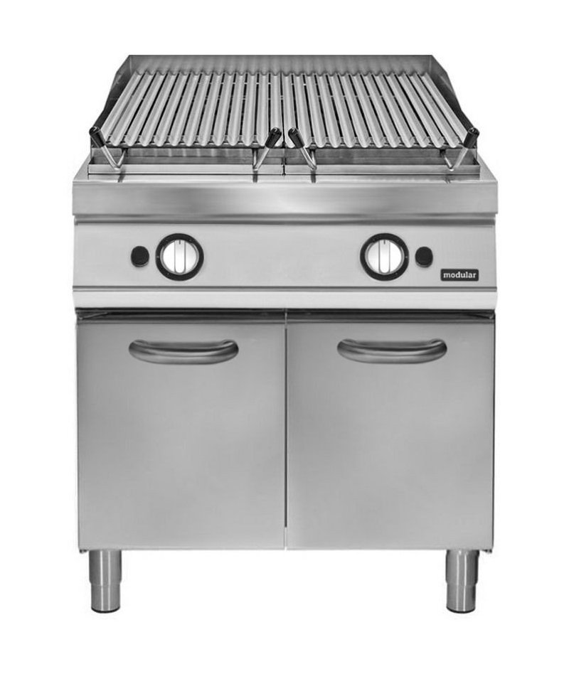 Barbacoa de piedra lávica a gas sobre base con puerta 15 Kw Fondo 700 Pratika