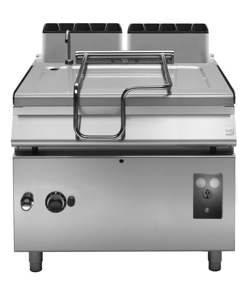 Sartén Basculante a Gas 120L con cubeta de inox motorizada y Base con puerta Fondo 900 Emotion