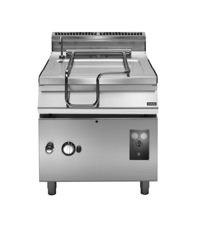 Sartén Basculante a Gas 60L con cubeta de inox motorizada y Base con puerta Fondo 700 Pratika
