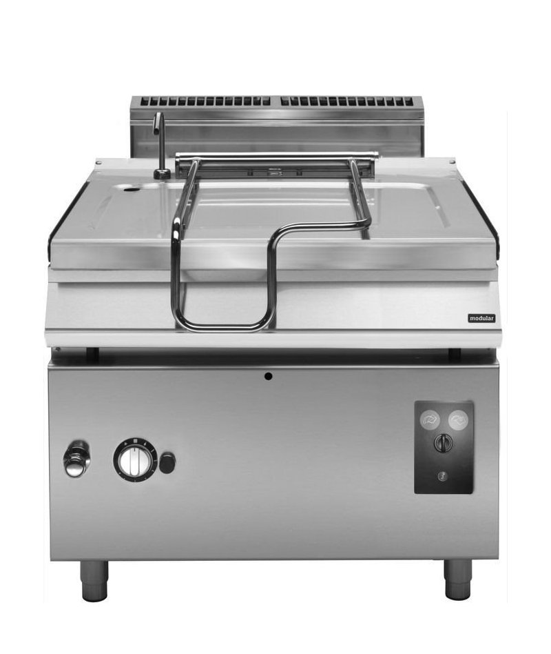 Sartén Basculante a Gas 120L con cubeta de inox motorizada y Base con puerta Fondo 900 Pratika