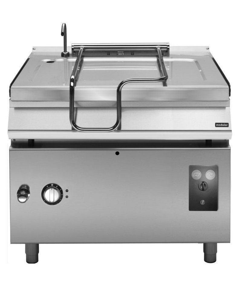 Sartén Basculante eléctrica 120L con cubeta de inox motorizada y Base con puerta Fondo 900 Pratika