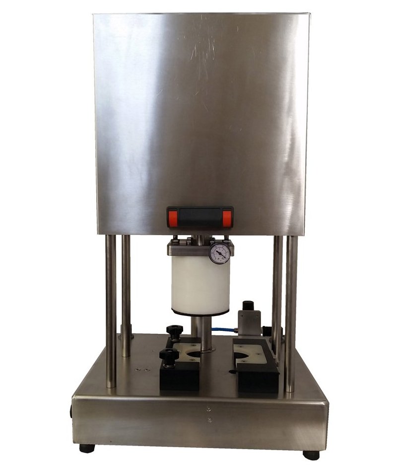 Cerradora de tapas de aluminio twist-off semiautomatica con sistema de vacío