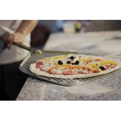 Pala para horno de pizza en aluminio Gold rectangular y perforada de 36cm y mango de 150cm