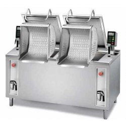 Cocedor de cesta elevable para pasta, arroz y legumbres BCPER2-150 Lt Cuecepastas 2 cubas