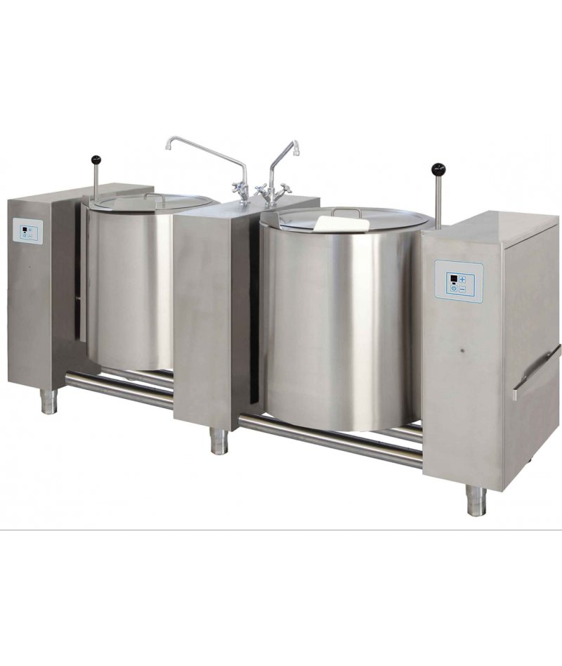 Marmita compacta eléctrica directa de 60+60 Litros PSTE2-60 con basculación manual