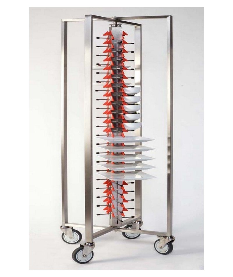Porta platos de carro de acero gran carga para 84 platos Heavy Duty plegable