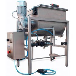 Dosificadora llenadora volumétrica de sobremesa con tolva 50l y mezclador. Capacidad de 50-1500cl o 20-700cl