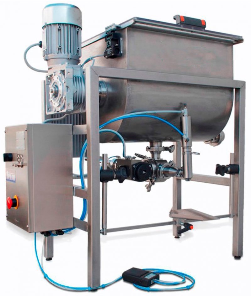 Dosificadora llenadora volumétrica de sobremesa con tolva 50l y mezclador. Capacidad de 50-1500cl o 20-700cl