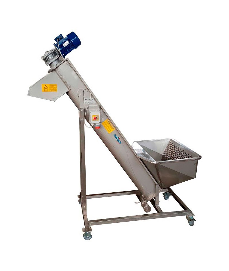 Elevado y lavado de fruta con cóclea