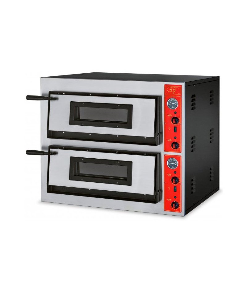 Horno 4+4 pizzas de 36cm Ø FR72-44 Cámara totalmente en piedra refractaria