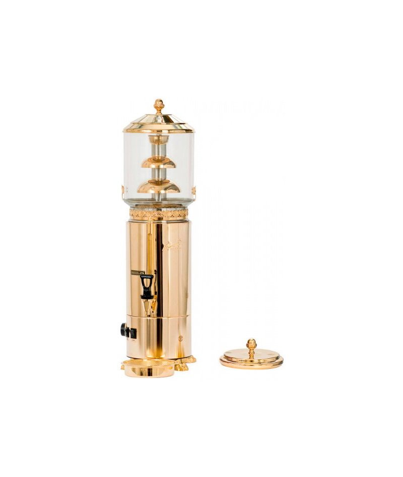 Chocolatera baño maría profesional con fuente de 5 litros versión Oro 24 Kt
