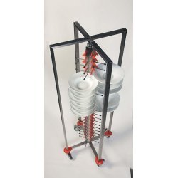 Porta platos de carro de acero gran carga para 84 platos Heavy Duty plegable