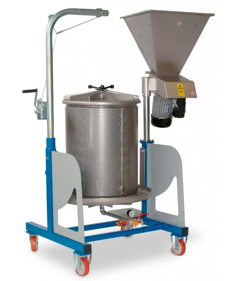 Prensa hidráulica por presión de agua 160 Lt Inox combinada con molino