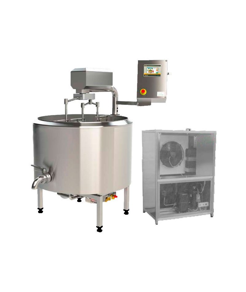 Cuba de cuajar queso con grupo de refrigeración de 50 a 500 litros.