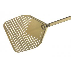 Pala para horno de pizza en aluminio Gold rectangular y perforada de 33cm y mango de 150cm