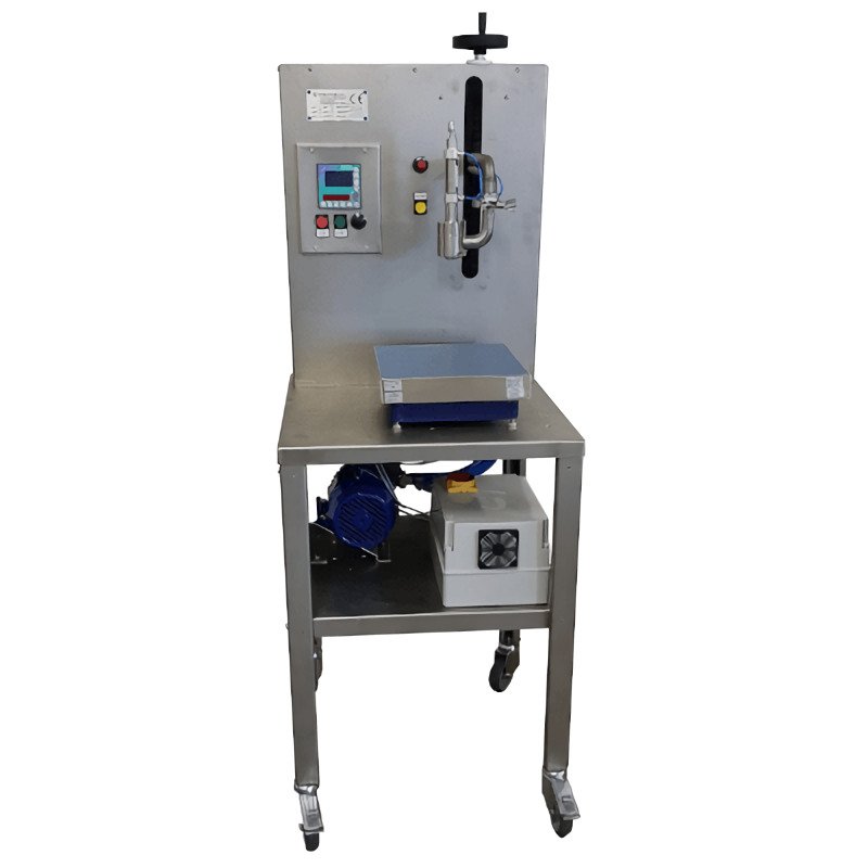Llenadora por peso neumática para chocolate, mermeladas, sala de tomate - Fluida MVE-C potencia 1,5HP y 4500L/H