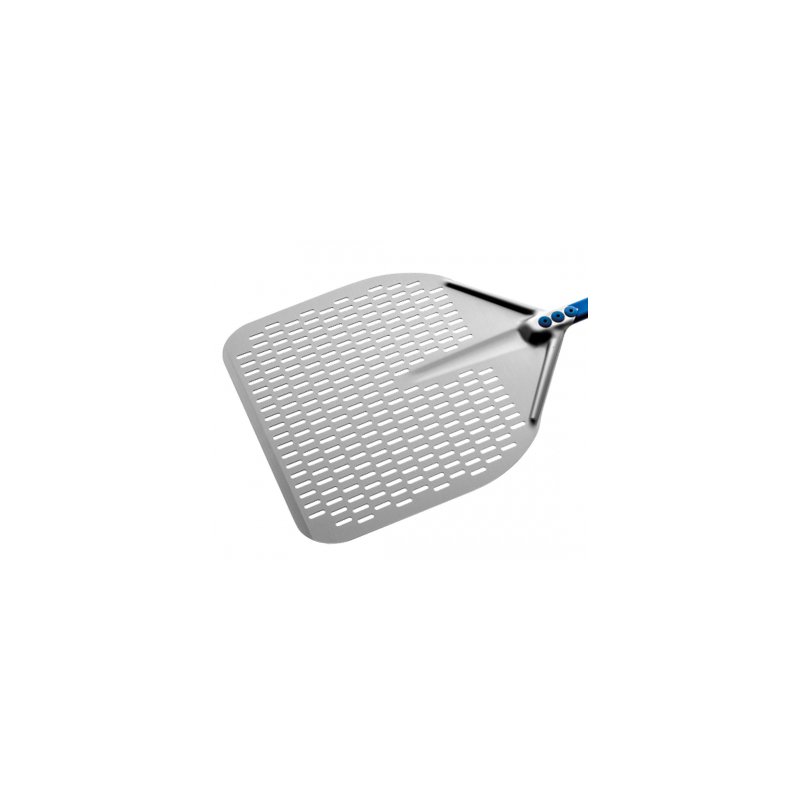 Pala para horno de pizza en aluminio anodizado rectangular perforada de 45cm y mango de 60cm