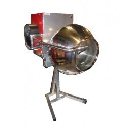 Grageadora recubridora para chocolate de 20 Kg en acero con soplador de enfriamiento.