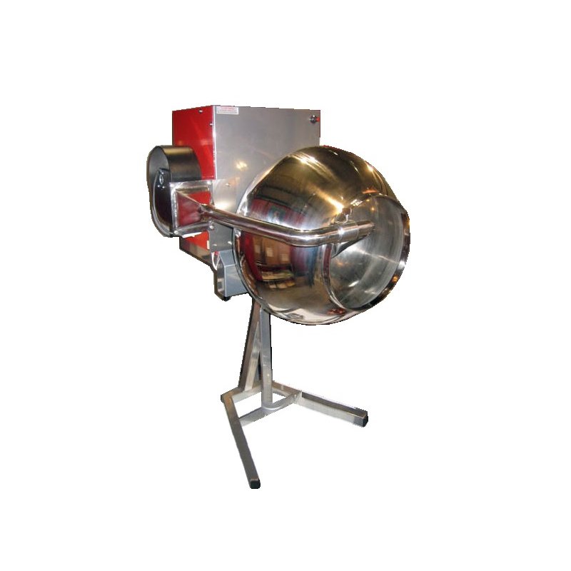Grageadora recubridora para chocolate de 20 Kg en acero con soplador de enfriamiento.