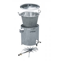 Marmita a gas de calentamiento directo con cuba extraíble y válvula de seguridad. Capacidad 470 litros