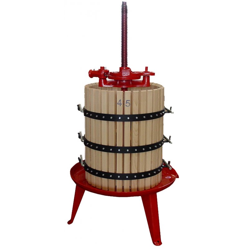 Prensa manual para frutas de husillo Berico T20 con jaula de madera y capacidad de 9,5L