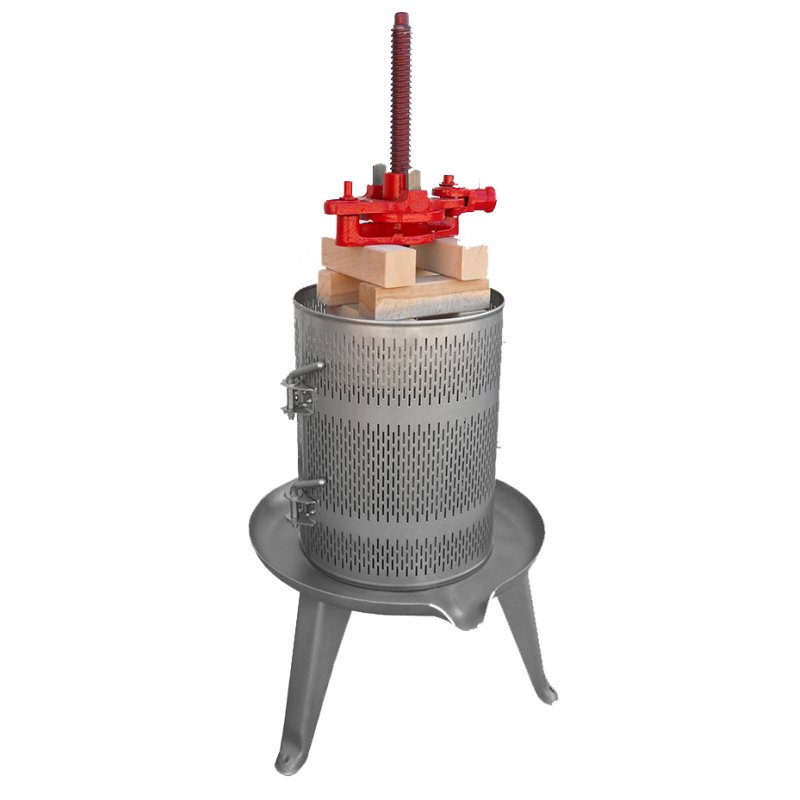 Prensa manual para frutas de husillo Berico T20 con jaula en acero inox y capacidad de 9,5L