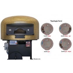 Horno giratorio para pizza Napolitana a leña, gas, pellets o combinado. Mosaico oro