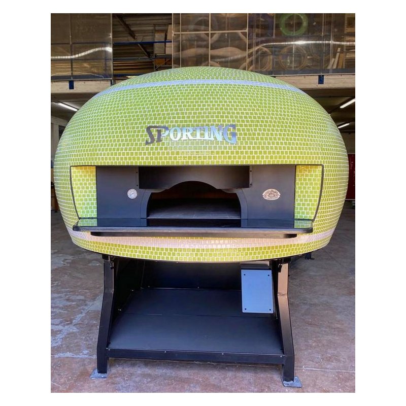 Horno estático para pizza Napolitana a leña, gas, pellets o combinado. Mosaico amarillo.