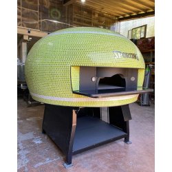 Horno estático para pizza Napolitana a leña, gas, pellets o combinado. Mosaico amarillo.