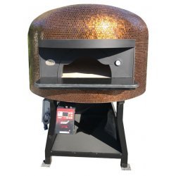 Horno giratorio para pizza Napolitana a leña, gas, pellets o combinado. Mosaico cobre