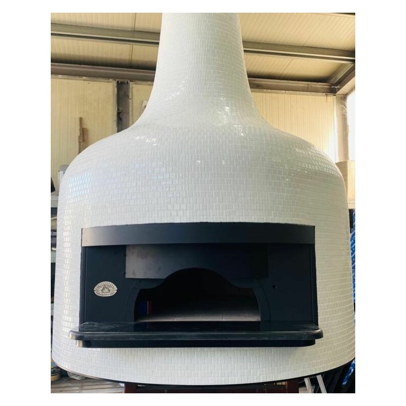 Horno rotativo para pizza Napolitana a leña, gas, pellets o combinado. Vulcano mosaico blanco