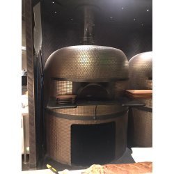 Horno giratorio para pizza Napolitana a leña, gas, pellets o combinado. Mosaico oro
