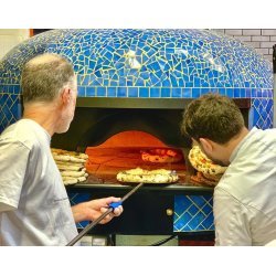 Horno estático para pizza Napolitana a leña, gas, pellets o combinado. Mosaico azurro