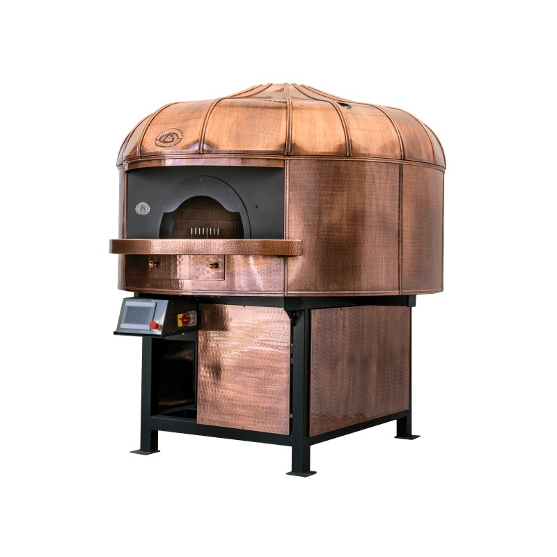 Horno rotativo para pizza Napolitana a leña, gas, pellets o combinado. Cobre Imperial