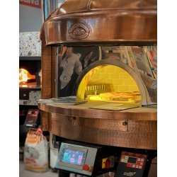 Horno rotativo para pizza Napolitana a leña, gas, pellets o combinado. Cobre tradicion