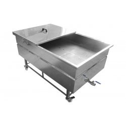 Mesa para distribución de cuajada, preprensado en moldes y calentamiento de queso de 240x80cm