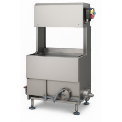 Máquina vertical para arrizado y limpieza de cefalópodos y pescado