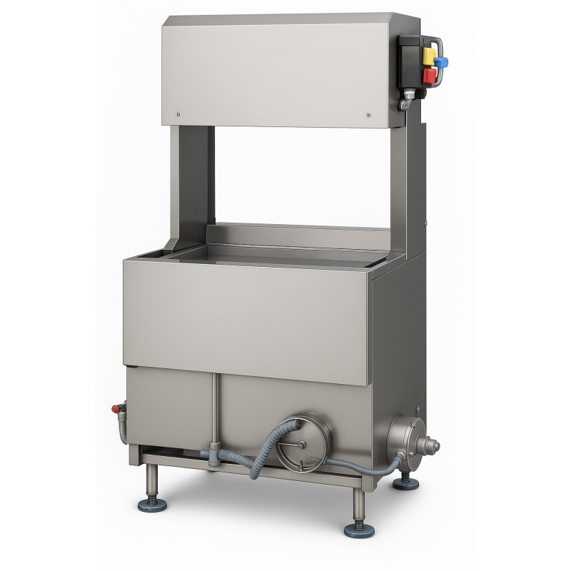 Máquina vertical para arrizado y limpieza de cefalópodos y pescado