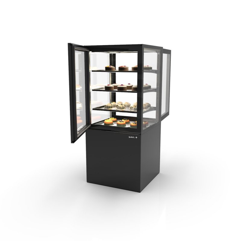 Vitrina Integra Refrigerada IN60/80-140A -B- negra con 3 estantes y puertas correderas