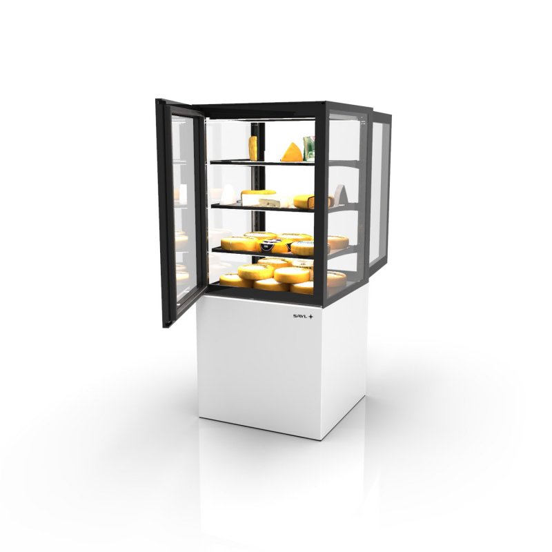 Vitrina refrigerada con control de humedad Integra IN60/80-140HA en blanco para quesos, bombones y embutidos